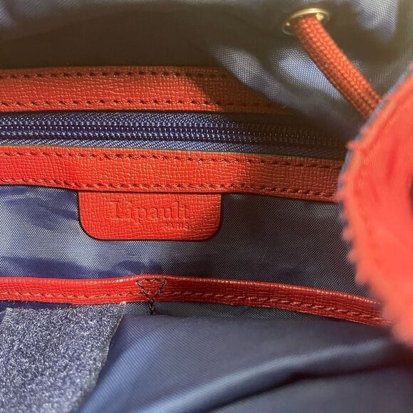 LIPAULT Red Wine NYLON Laptop large Backpack Bag faux leather flop top closure - Picture 12 of 16